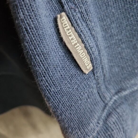 Duluth Trading Co 1/4 Zip Men's lg Pullover Knit Long Sleeve Sweater Navy Blue - Picture 4 of 11